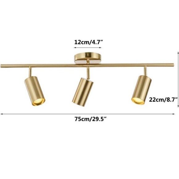 KCO Lighting Adjustable Track Lighting Fixture Brushed Brass 3-Light Gold - Picture 6 of 10